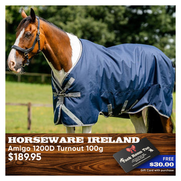 Horseware Ireland Amigo 1200D Turnout - Navy/Titanium Grey & Silver (100g)